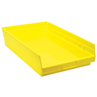 Shelf Bins, 11-1/8" W x 4" H x 17-7/8" D, Yellow, 40 lbs. Capacity Quali-T-Solutions