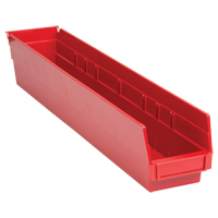 Bacs de rangement pour tablettes, 4-1/8" la x 4" H x 23-5/8" p, Rouge, Capacit&eacute; 50 lb Quali-T-Solutions