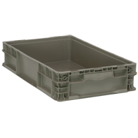 Collapsible Stacking Container, 15" W x 24" D x 5" H, Grey Quali-T-Solutions