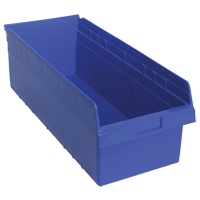 Store-Max Shelf Bins, 11-1/8" W x 8" H x 23-5/8" D, Blue, 68 lbs. Capacity Quali-T-Solutions
