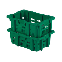 Contenant en plastique Stack-N-Nest pour la manutention des aliments, 16" x 23,9" x 8,8", Vert Quali-T-Solutions