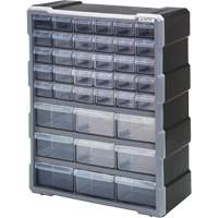 Drawer Cabinet, Plastic, 39 Drawers, 15" x 6-1/4" x 18-3/4", Black Quali-T-Solutions