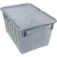 Contenant de distribution en plastique avec dessus basculant, 21,65" x 15,5" x 12,5", Gris Quali-T-Solutions