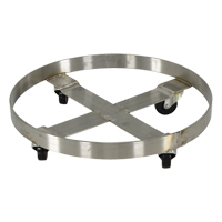 Drum Dollies, Stainless Steel, 800 lbs. Capacity, 23-1/4" Diameter, Rubber Casters Quali-T-Solutions
