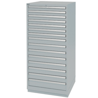 Drawer Cabinets, 15 Drawers, 28-1/4" W x 28-1/2" D x 59-1/2" H, Grey Quali-T-Solutions