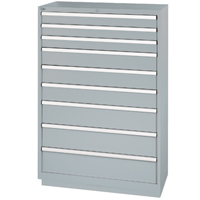Drawer Cabinets, 9 Drawers, 40-1/4" W x 22-1/2" D x 59-1/2" H, Grey Quali-T-Solutions