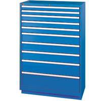 Drawer Cabinets, 10 Drawers, 40-1/4" W x 22-1/2" D x 59-1/2" H, Bright blue Quali-T-Solutions