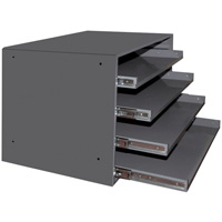 Compartment Box Cabinets, Steel, 4 Slots, 20" W x 15-3/4" D x 15" H, Grey Quali-T-Solutions