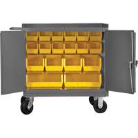 Mobile Workbench Cabinet with Bins, Steel Surface Quali-T-Solutions
