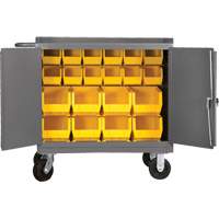Mobile Workbench Cabinet with Bins, Steel Surface Quali-T-Solutions