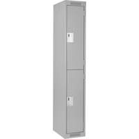 Clean Line Lockers, 2 -tier, 12" x 18" x 72", Steel, Grey, Rivet (Assembled) Quali-T-Solutions