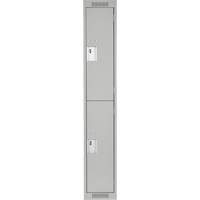 Clean Line Lockers, 2 -tier, 12" x 18" x 72", Steel, Grey, Rivet (Assembled) Quali-T-Solutions