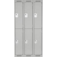 Clean Line Lockers, 2 -tier, Bank of 3, 36" x 18" x 72", Steel, Grey, Rivet (Assembled) Quali-T-Solutions