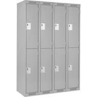 Clean Line Lockers, 2 -tier, Bank of 4, 48" x 18" x 72", Steel, Grey, Rivet (Assembled) Quali-T-Solutions