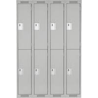 Clean Line Lockers, 2 -tier, Bank of 4, 48" x 18" x 72", Steel, Grey, Rivet (Assembled) Quali-T-Solutions