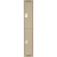 Clean Line Lockers, 2 -tier, 12" x 18" x 72", Steel, Beige, Rivet (Assembled) Quali-T-Solutions
