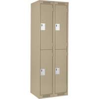 Clean Line Lockers, 2 -tier, Bank of 2, 24" x 18" x 72", Steel, Beige, Rivet (Assembled) Quali-T-Solutions