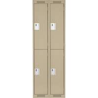 Clean Line Lockers, 2 -tier, Bank of 2, 24" x 18" x 72", Steel, Beige, Rivet (Assembled) Quali-T-Solutions