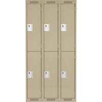 Clean Line Lockers, 2 -tier, Bank of 3, 36" x 18" x 72", Steel, Beige, Rivet (Assembled) Quali-T-Solutions