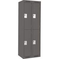 Clean Line Lockers, 2 -tier, Bank of 2, 24" x 18" x 72", Steel, Charcoal, Rivet (Assembled) Quali-T-Solutions