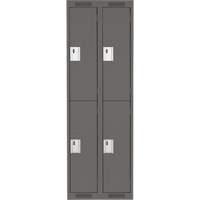 Clean Line Lockers, 2 -tier, Bank of 2, 24" x 18" x 72", Steel, Charcoal, Rivet (Assembled) Quali-T-Solutions