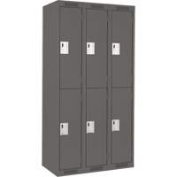 Clean Line Lockers, 2 -tier, Bank of 3, 36" x 18" x 72", Steel, Charcoal, Rivet (Assembled) Quali-T-Solutions
