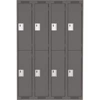 Clean Line Lockers, 2 -tier, Bank of 4, 48" x 18" x 72", Steel, Charcoal, Rivet (Assembled) Quali-T-Solutions
