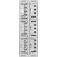 Clean Line Lockers, 3 -tier, Bank of 2, 24" x 12" x 72", Steel, Grey, Rivet (Assembled), Perforated Quali-T-Solutions