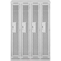 Clean Line Lockers, Bank of 4, 48" x 15" x 82", Steel, Grey, Rivet (Assembled), Perforated Quali-T-Solutions