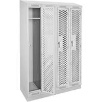 Clean Line Lockers, Bank of 4, 48" x 15" x 82", Steel, Grey, Rivet (Assembled), Perforated Quali-T-Solutions