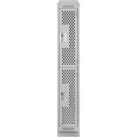 Clean Line Lockers, 2 -tier, 12" x 15" x 82", Steel, Grey, Rivet (Assembled), Perforated Quali-T-Solutions