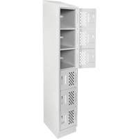 Assembled Lockerettes Clean Line Perforated Economy Lockers, 6 -tier, 18" x 72" x 12", Steel Quali-T-Solutions
