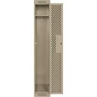 Clean Line Lockers, 12" x 12" x 72", Steel, Beige, Rivet (Assembled), Perforated Quali-T-Solutions