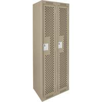 Clean Line Lockers, Bank of 2, 24" x 15" x 72", Steel, Beige, Rivet (Assembled), Perforated Quali-T-Solutions