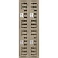 Clean Line Lockers, 2 -tier, Bank of 2, 24" x 12" x 72", Steel, Beige, Rivet (Assembled), Perforated Quali-T-Solutions