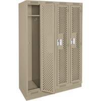Clean Line Lockers, Bank of 4, 48" x 15" x 76", Steel, Beige, Rivet (Assembled), Perforated Quali-T-Solutions