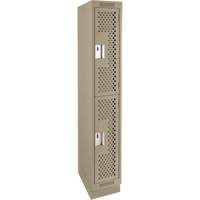 Clean Line Lockers, 2 -tier, 12" x 12" x 76", Steel, Beige, Rivet (Assembled), Perforated Quali-T-Solutions