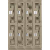 Clean Line Lockers, 2 -tier, Bank of 4, 48" x 12" x 76", Steel, Beige, Rivet (Assembled), Perforated Quali-T-Solutions