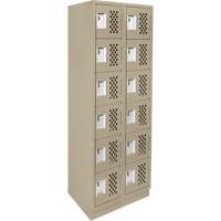 Assembled Lockerettes Clean Line Perforated Economy Lockers, 6 -tier, Bank of 2, 18" x 72" x 12", Steel Quali-T-Solutions