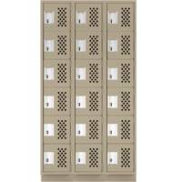 Assembled Lockerettes Clean Line Perforated Economy Lockers, 6 -tier, Bank of 3, 18" x 72" x 12", Steel Quali-T-Solutions