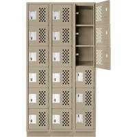Assembled Lockerettes Clean Line Perforated Economy Lockers, 6 -tier, Bank of 3, 18" x 72" x 12", Steel Quali-T-Solutions