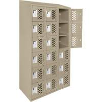 Assembled Lockerettes Clean Line Perforated Economy Lockers, 6 -tier, Bank of 3, 18" x 72" x 12", Steel Quali-T-Solutions