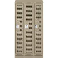 Clean Line Lockers, Bank of 3, 36" x 15" x 82", Steel, Beige, Rivet (Assembled), Perforated Quali-T-Solutions