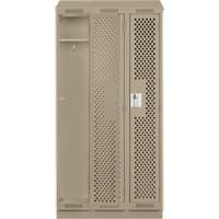 Clean Line Lockers, Bank of 3, 36" x 15" x 82", Steel, Beige, Rivet (Assembled), Perforated Quali-T-Solutions