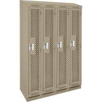 Clean Line Lockers, Bank of 4, 48" x 15" x 82", Steel, Beige, Rivet (Assembled), Perforated Quali-T-Solutions