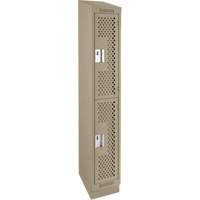 Clean Line Lockers, 2 -tier, 12" x 15" x 82", Steel, Beige, Rivet (Assembled), Perforated Quali-T-Solutions