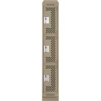 Clean Line Lockers, 3 -tier, 12" x 15" x 82", Steel, Beige, Rivet (Assembled), Perforated Quali-T-Solutions