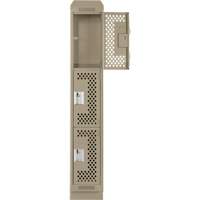 Clean Line Lockers, 3 -tier, 12" x 15" x 82", Steel, Beige, Rivet (Assembled), Perforated Quali-T-Solutions