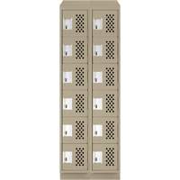 Assembled Lockerettes Clean Line Perforated Economy Lockers, 6 -tier, Bank of 2, 18" x 72" x 12", Steel Quali-T-Solutions