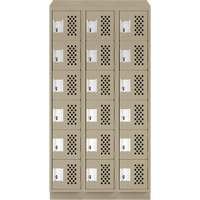 Assembled Lockerettes Clean Line Perforated Economy Lockers, 6 -tier, Bank of 3, 18" x 72" x 12", Steel Quali-T-Solutions